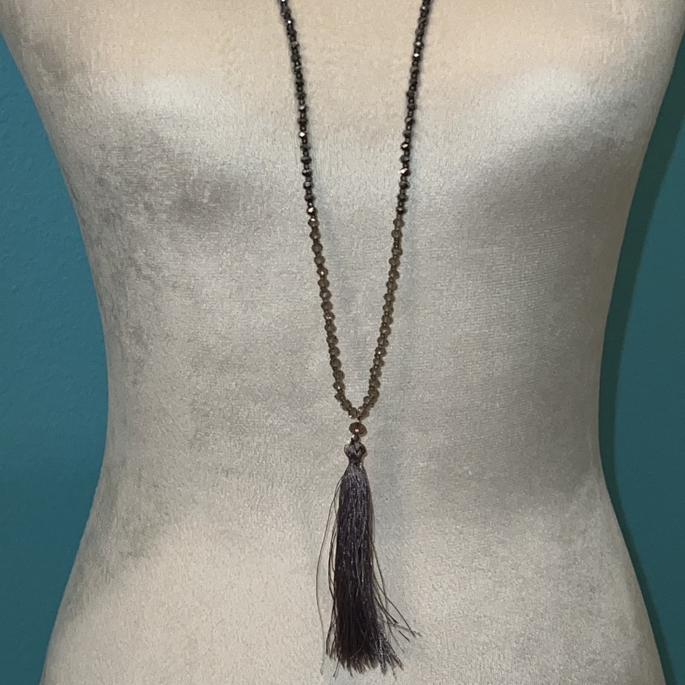 Long Beaded Tassel Necklace